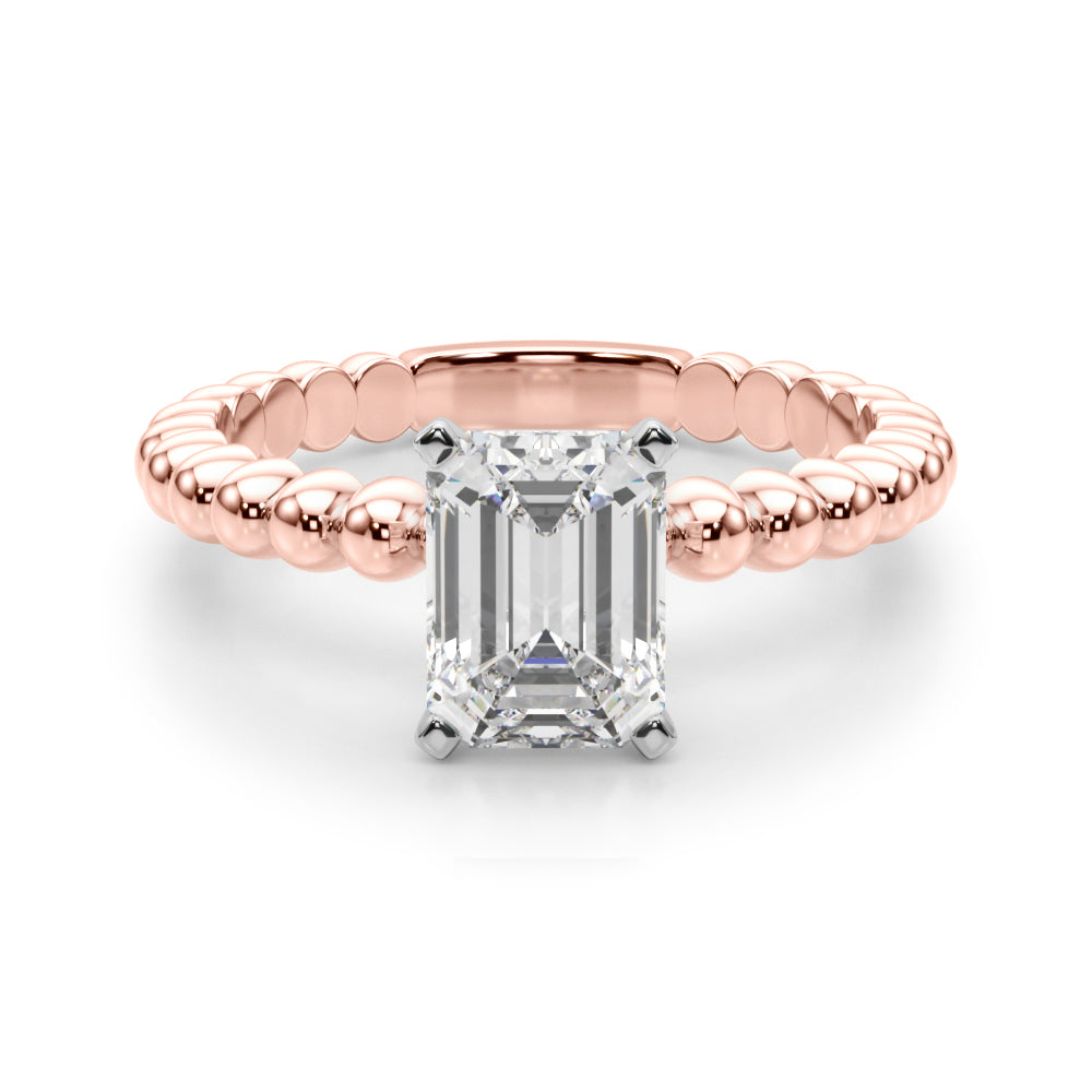 Classic Bead Engagement Ring Round Diamond Engagement Ring — 9K/18K Gold & Platinum