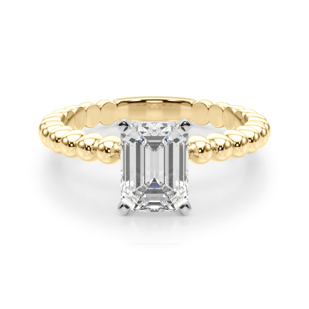 Classic Bead Engagement Ring Round Diamond Engagement Ring — 9K/18K Gold & Platinum