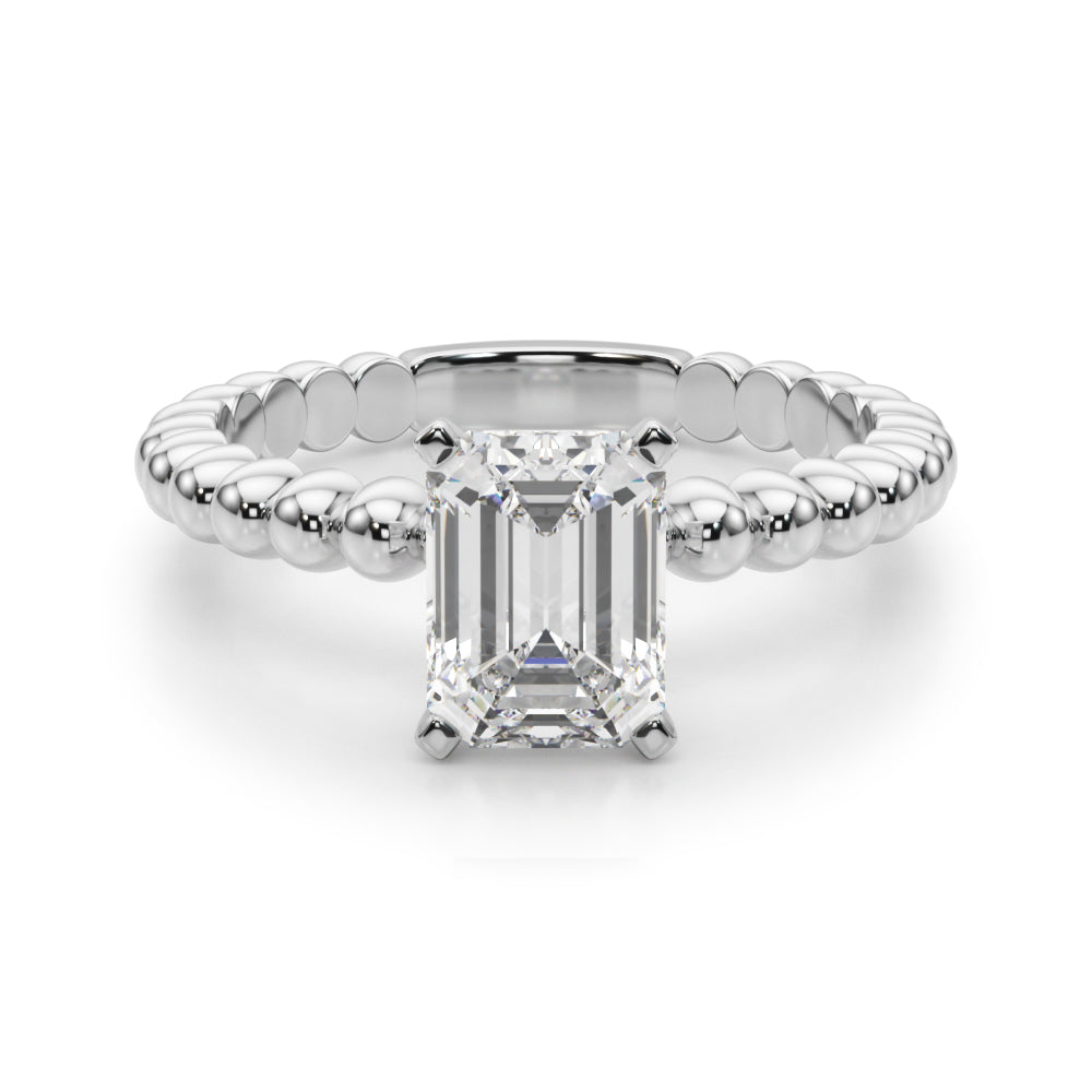 Classic Bead Engagement Ring Round Diamond Engagement Ring — 9K/18K Gold & Platinum