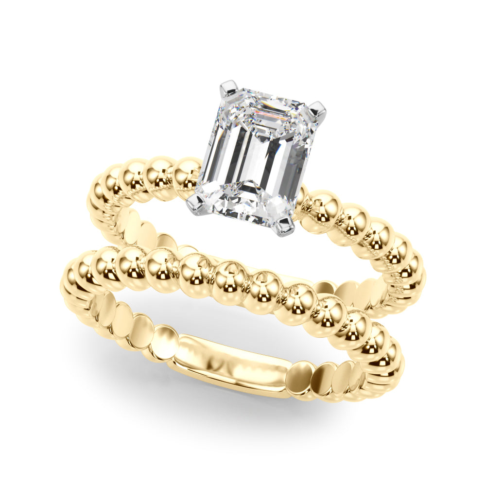 Classic Bead Engagement Ring Round Diamond Engagement Ring — 9K/18K Gold & Platinum