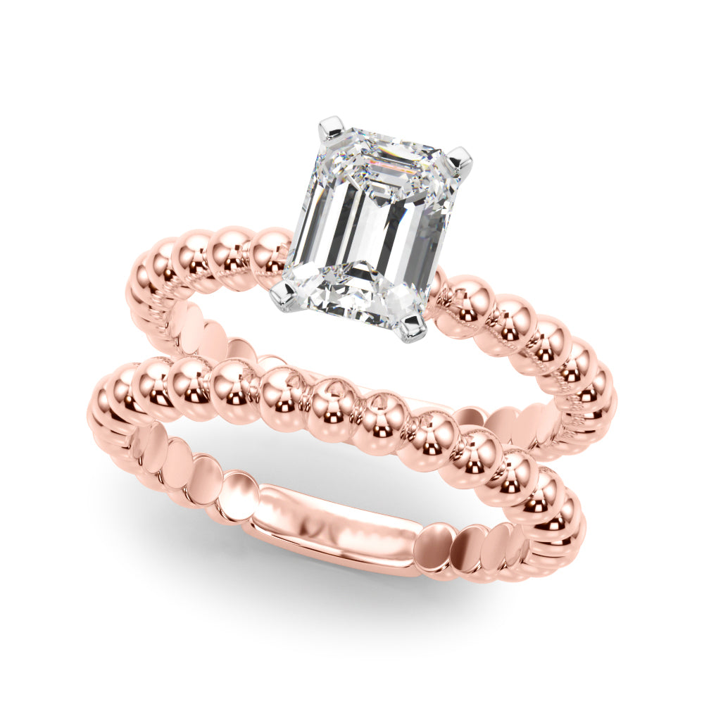 Classic Bead Engagement Ring Round Diamond Engagement Ring — 9K/18K Gold & Platinum