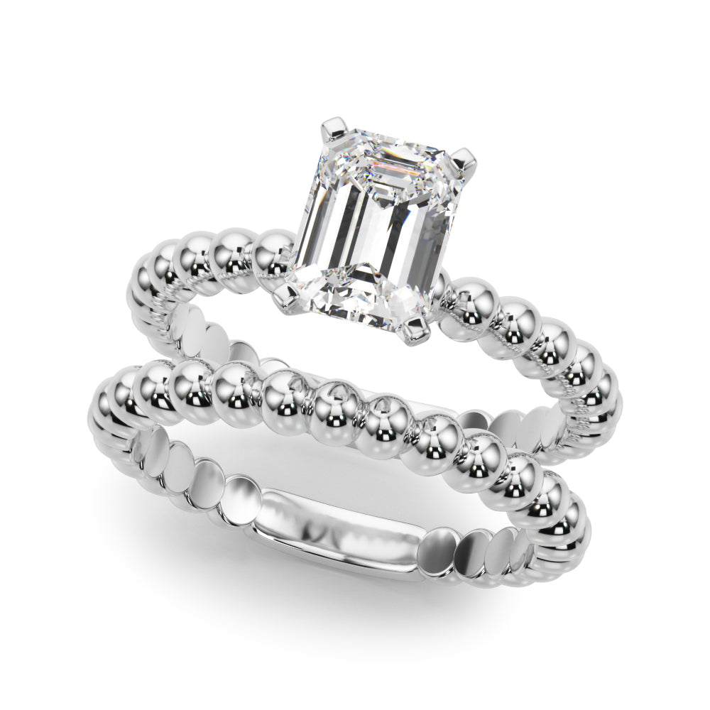 Classic Bead Engagement Ring Round Diamond Engagement Ring — 9K/18K Gold & Platinum