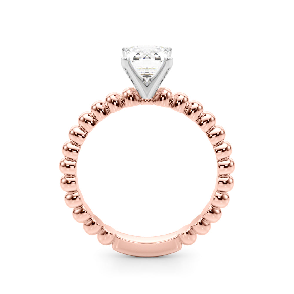 Classic Bead Engagement Ring Round Diamond Engagement Ring — 9K/18K Gold & Platinum