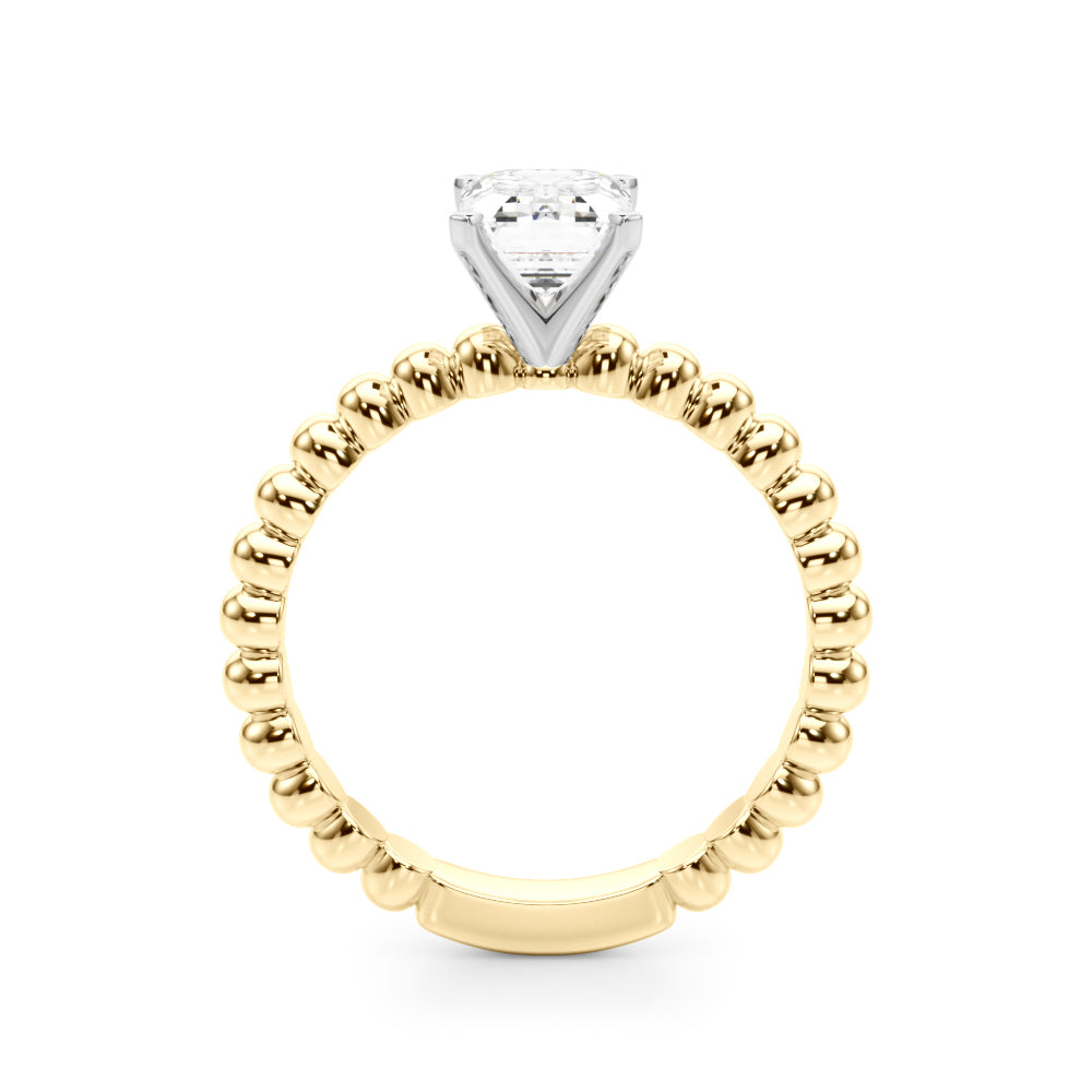 Classic Bead Engagement Ring Round Diamond Engagement Ring — 9K/18K Gold & Platinum