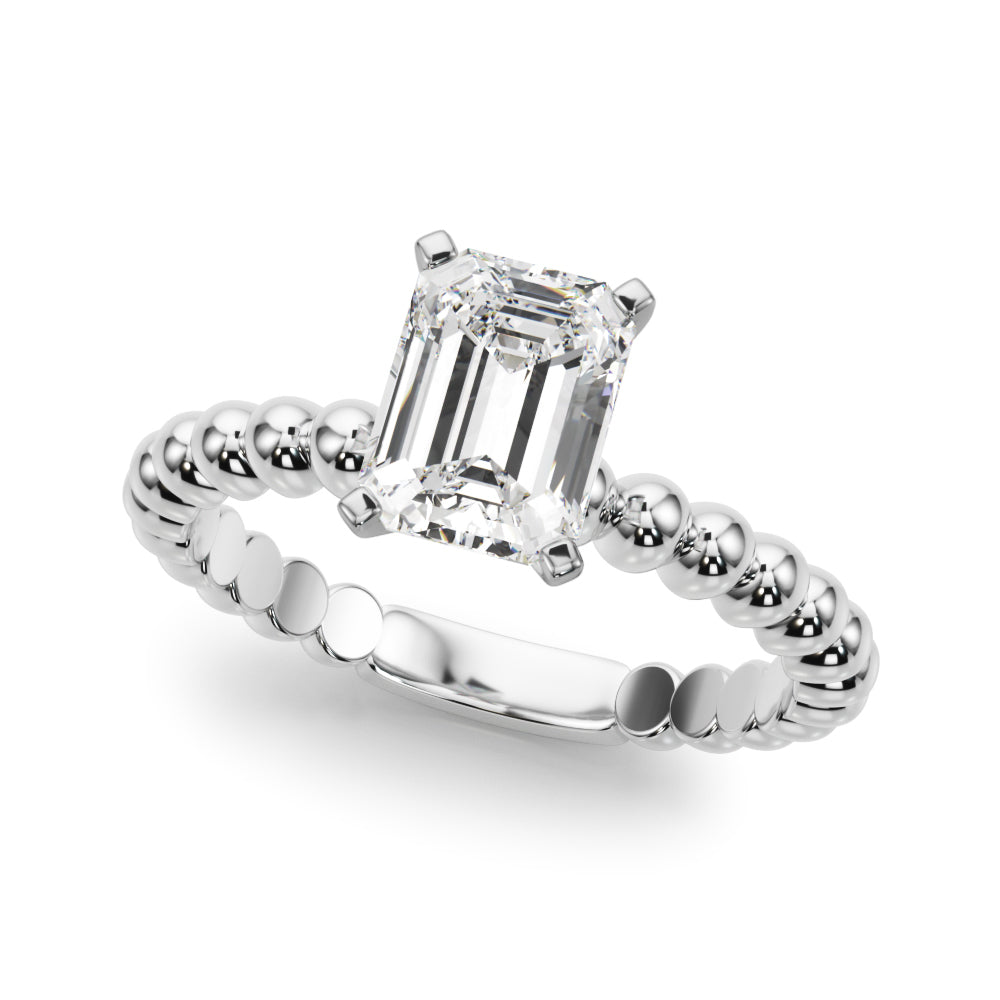 Classic Bead Engagement Ring Round Diamond Engagement Ring — 9K/18K Gold & Platinum