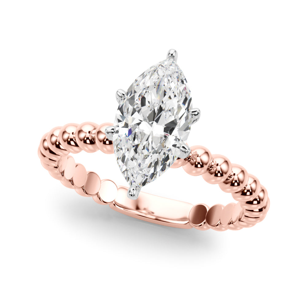 Classic Bead Engagement Ring Round Diamond Engagement Ring — 9K/18K Gold & Platinum