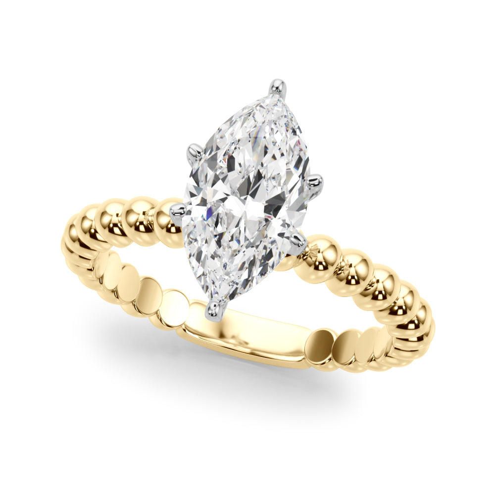 Classic Bead Engagement Ring Round Diamond Engagement Ring — 9K/18K Gold & Platinum