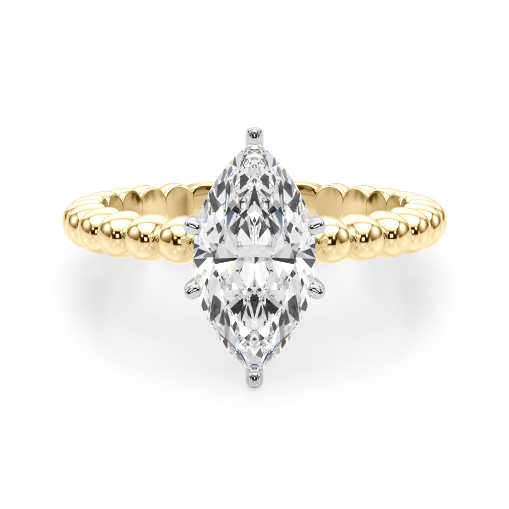 Classic Bead Engagement Ring Round Diamond Engagement Ring — 9K/18K Gold & Platinum