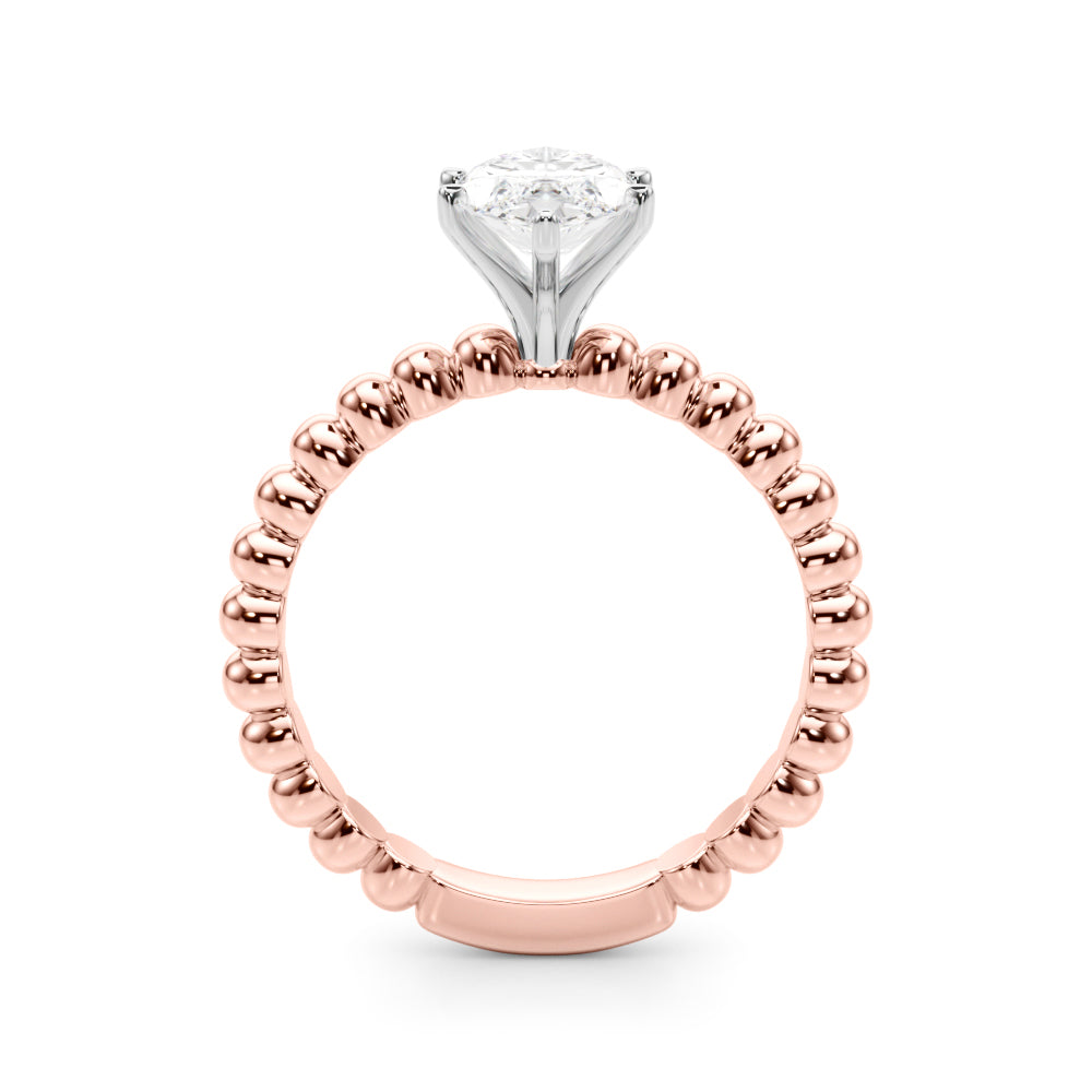 Classic Bead Engagement Ring Round Diamond Engagement Ring — 9K/18K Gold & Platinum