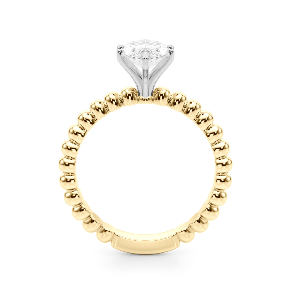 Classic Bead Engagement Ring Round Diamond Engagement Ring — 9K/18K Gold & Platinum