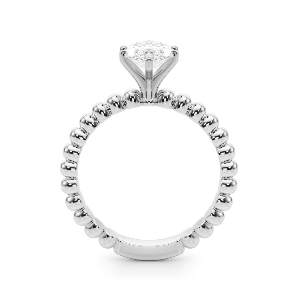 Classic Bead Engagement Ring Round Diamond Engagement Ring — 9K/18K Gold & Platinum