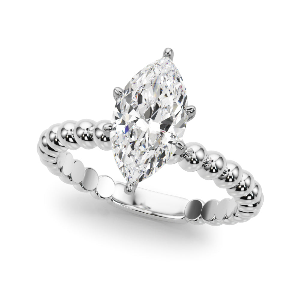 Classic Bead Engagement Ring Round Diamond Engagement Ring — 9K/18K Gold & Platinum