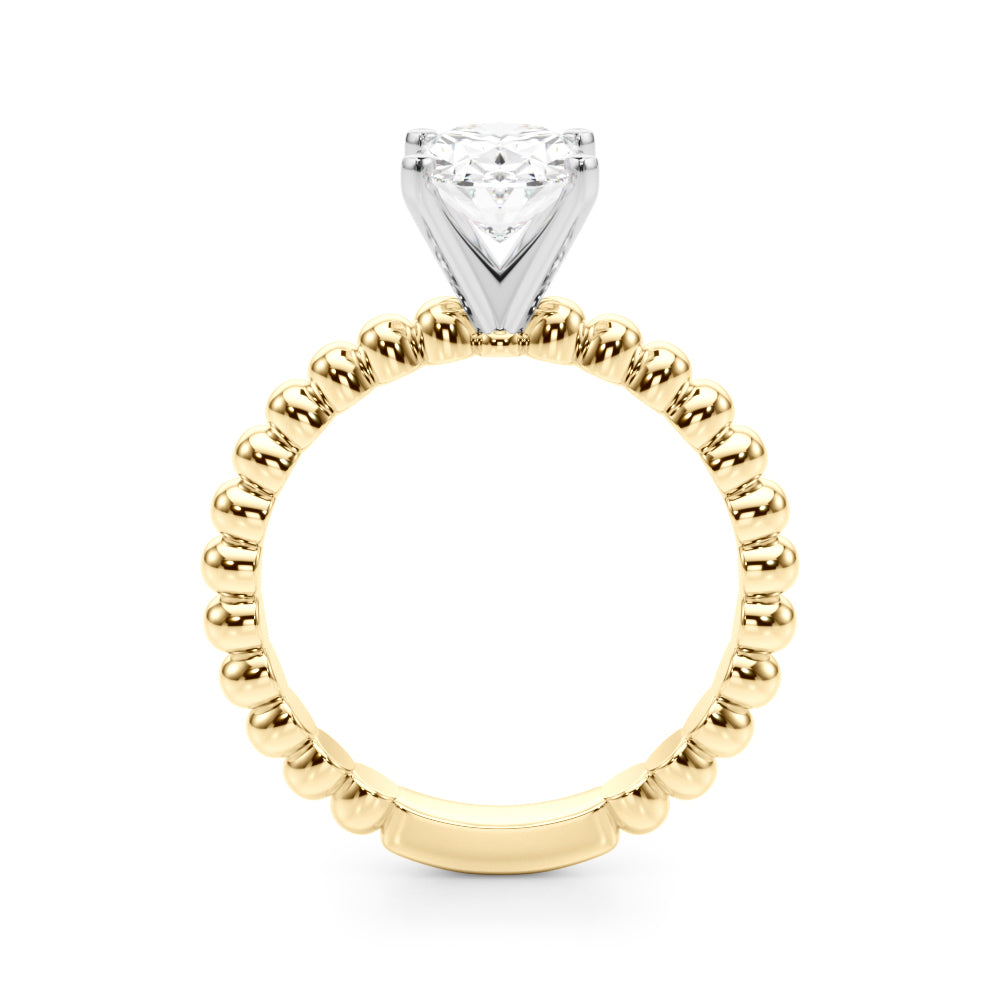 Classic Bead Engagement Ring Round Diamond Engagement Ring — 9K/18K Gold & Platinum
