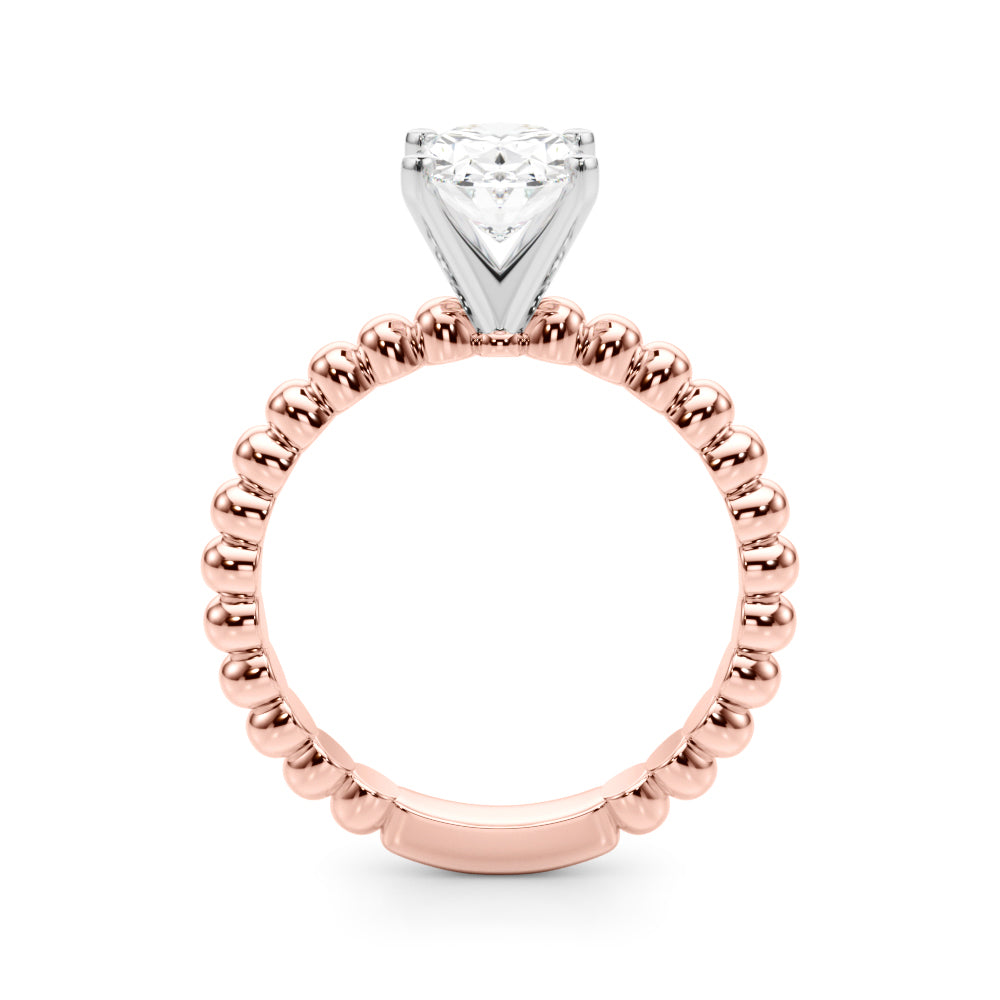 Classic Bead Engagement Ring Round Diamond Engagement Ring — 9K/18K Gold & Platinum