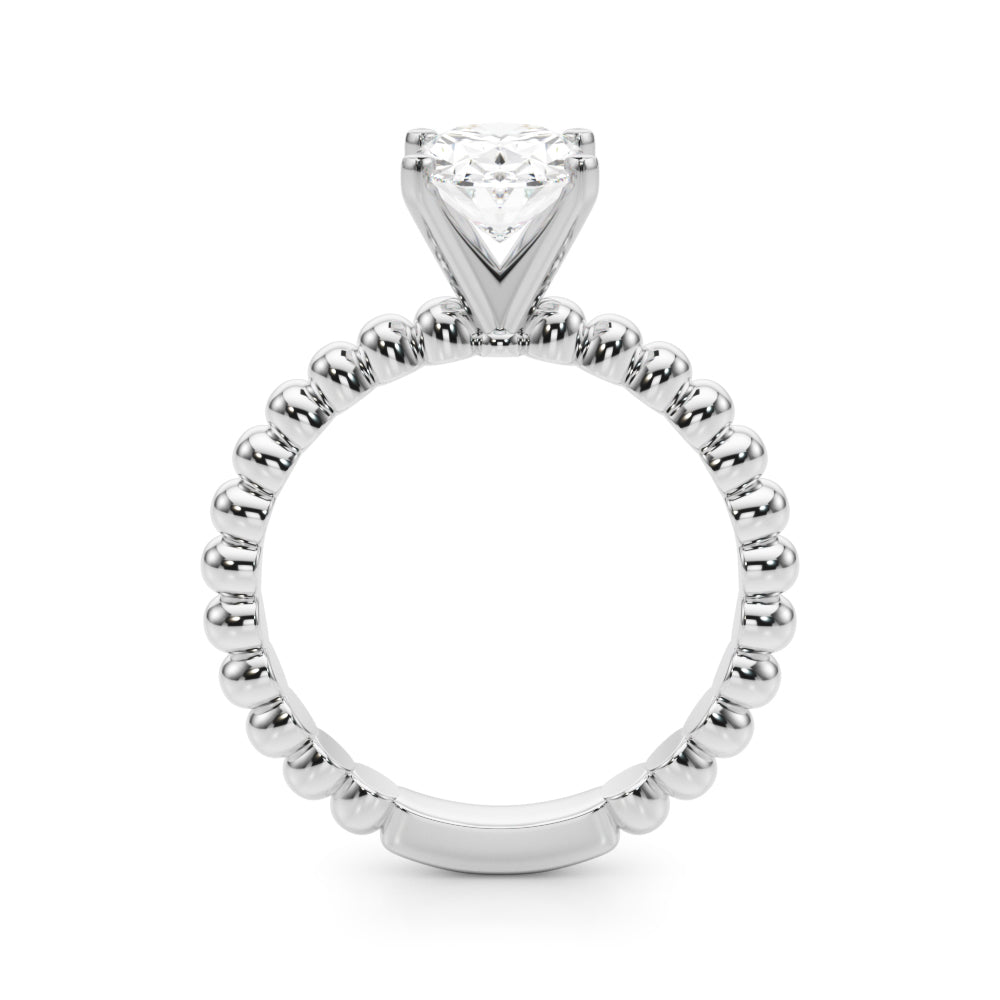 Classic Bead Engagement Ring Round Diamond Engagement Ring — 9K/18K Gold & Platinum
