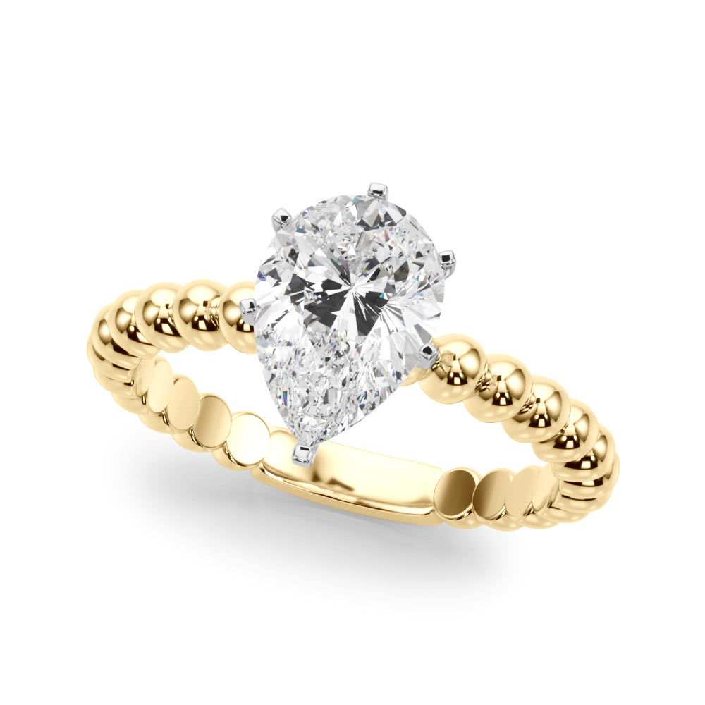 Classic Bead Engagement Ring Round Diamond Engagement Ring — 9K/18K Gold & Platinum