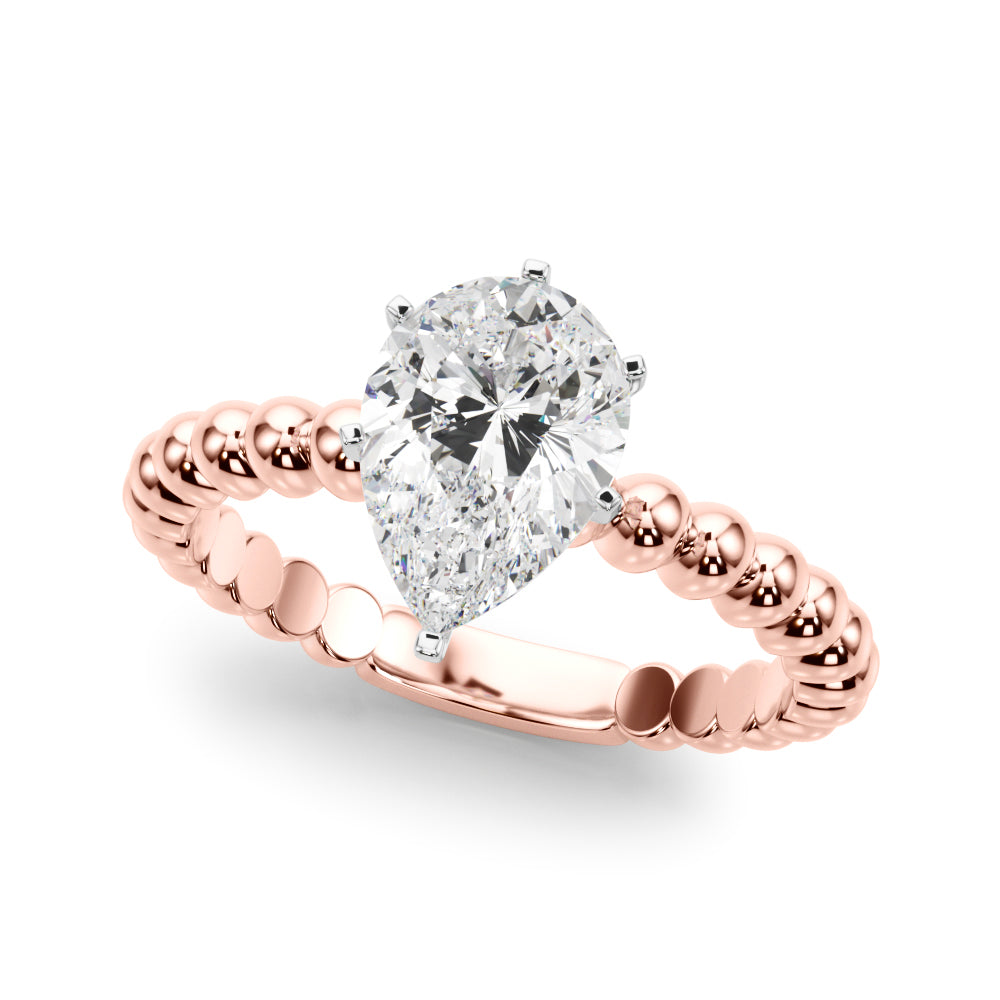 Classic Bead Engagement Ring Round Diamond Engagement Ring — 9K/18K Gold & Platinum