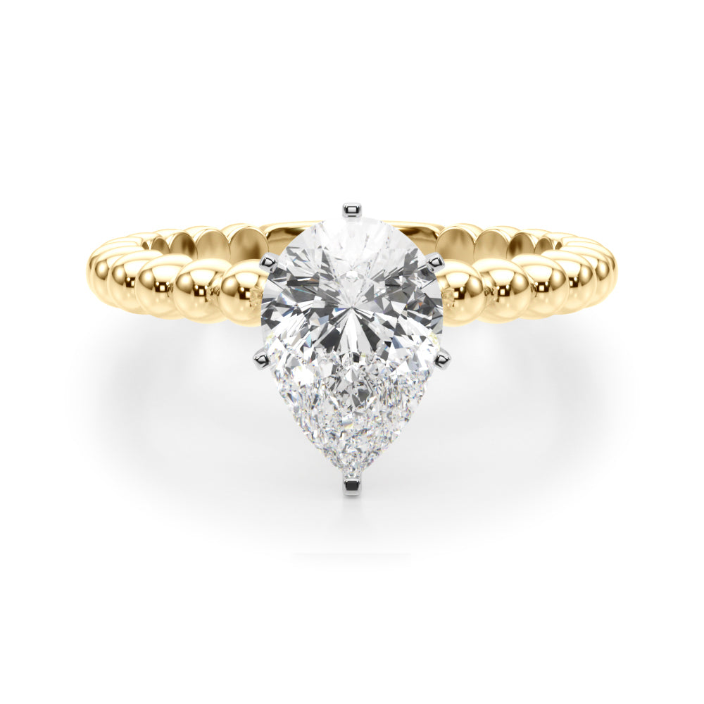 Classic Bead Engagement Ring Round Diamond Engagement Ring — 9K/18K Gold & Platinum