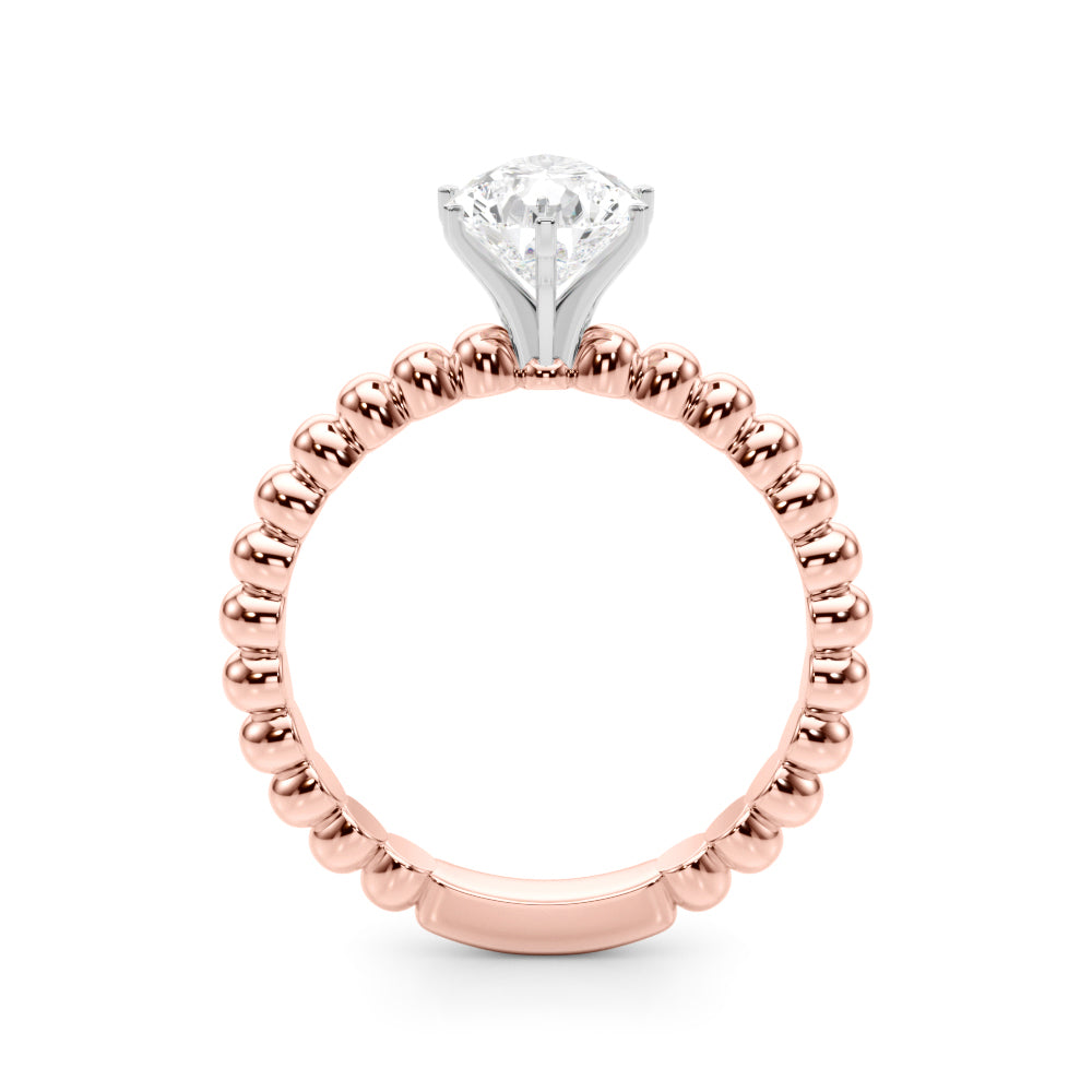 Classic Bead Engagement Ring Round Diamond Engagement Ring — 9K/18K Gold & Platinum