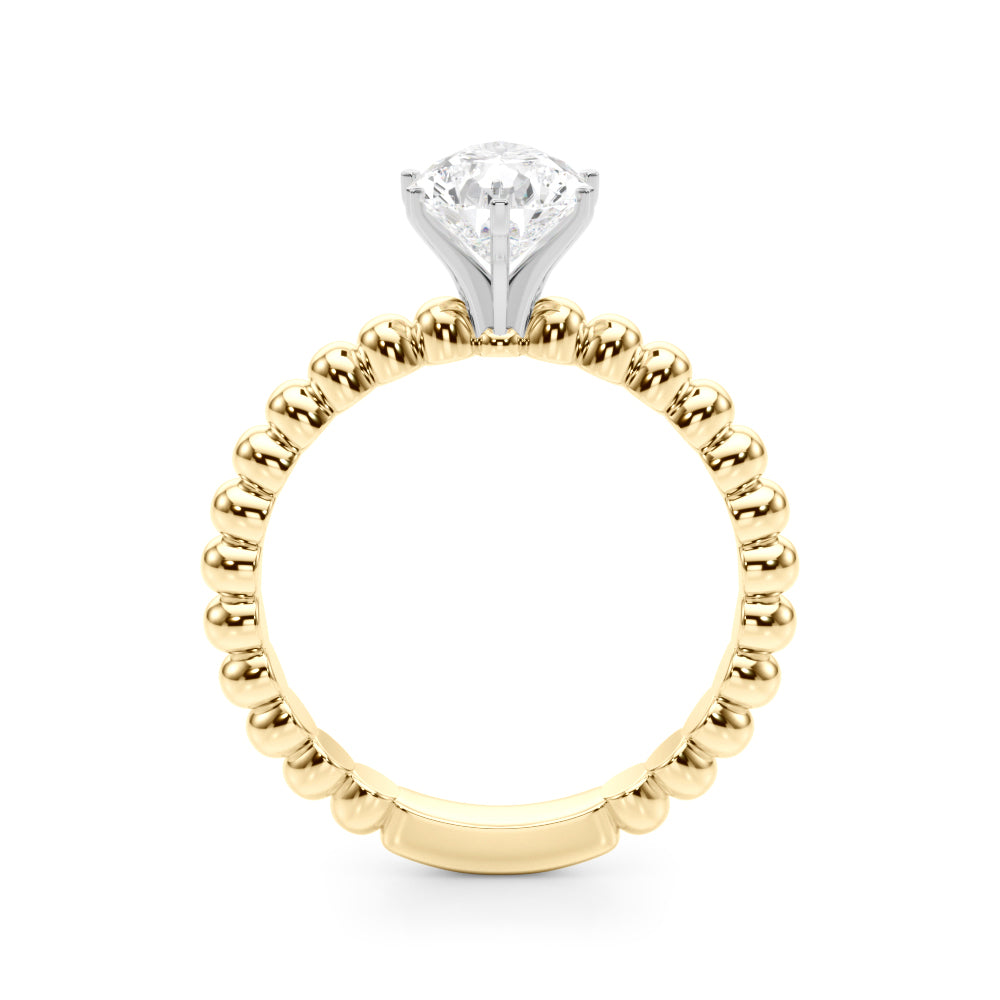 Classic Bead Engagement Ring Round Diamond Engagement Ring — 9K/18K Gold & Platinum