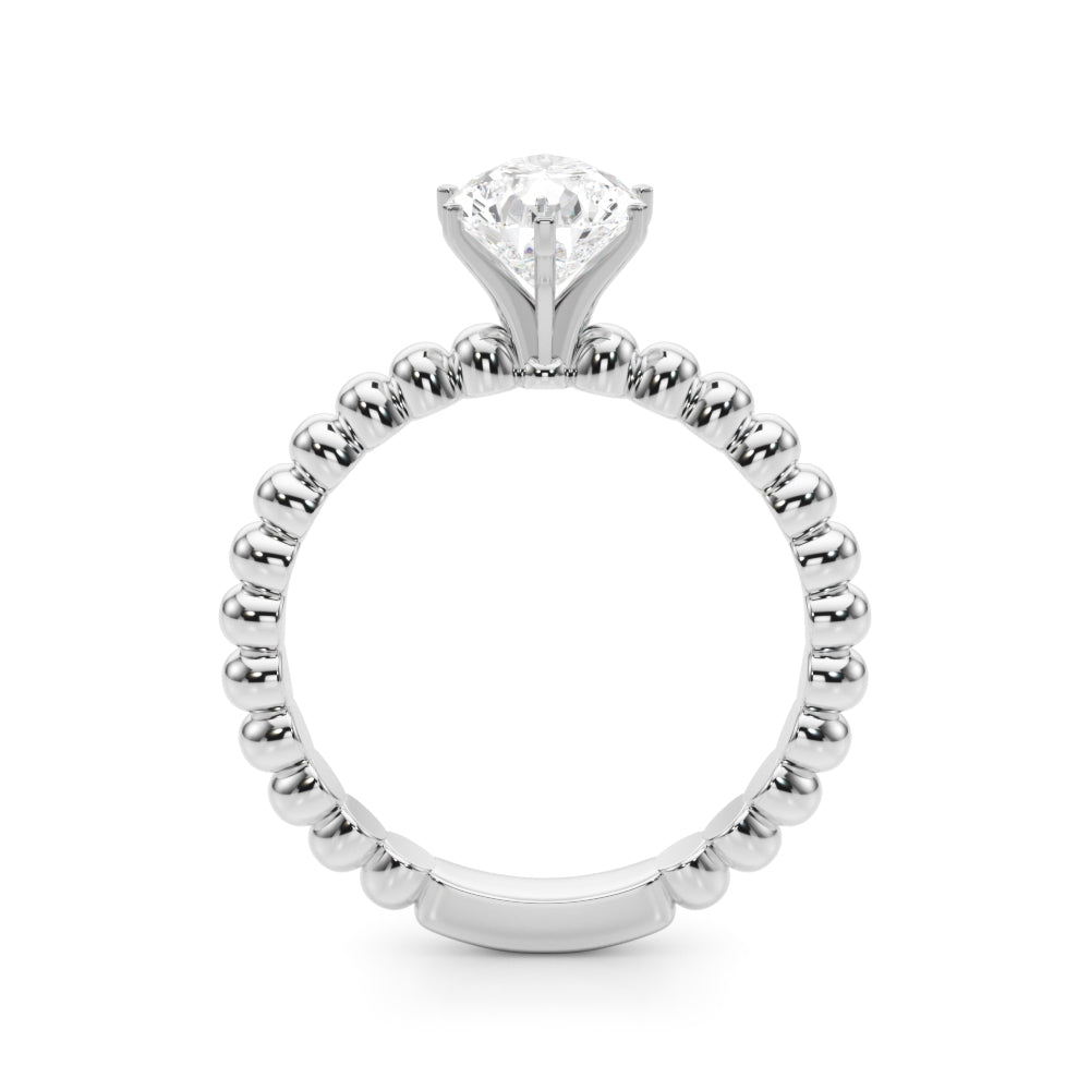 Classic Bead Engagement Ring Round Diamond Engagement Ring — 9K/18K Gold & Platinum