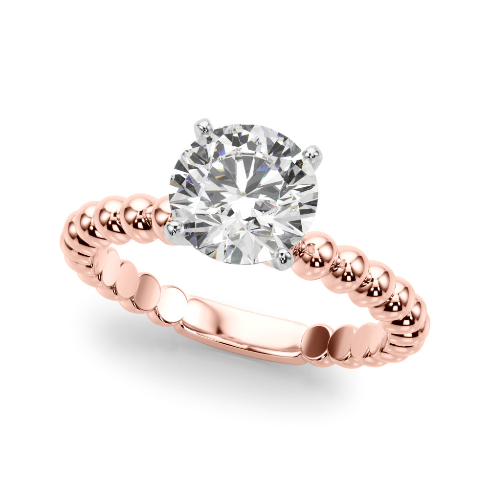 Classic Bead Engagement Ring Round Diamond Engagement Ring — 9K/18K Gold & Platinum