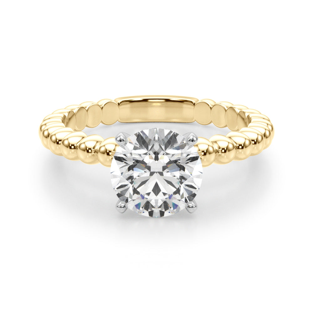 Classic Bead Engagement Ring Round Diamond Engagement Ring — 9K/18K Gold & Platinum