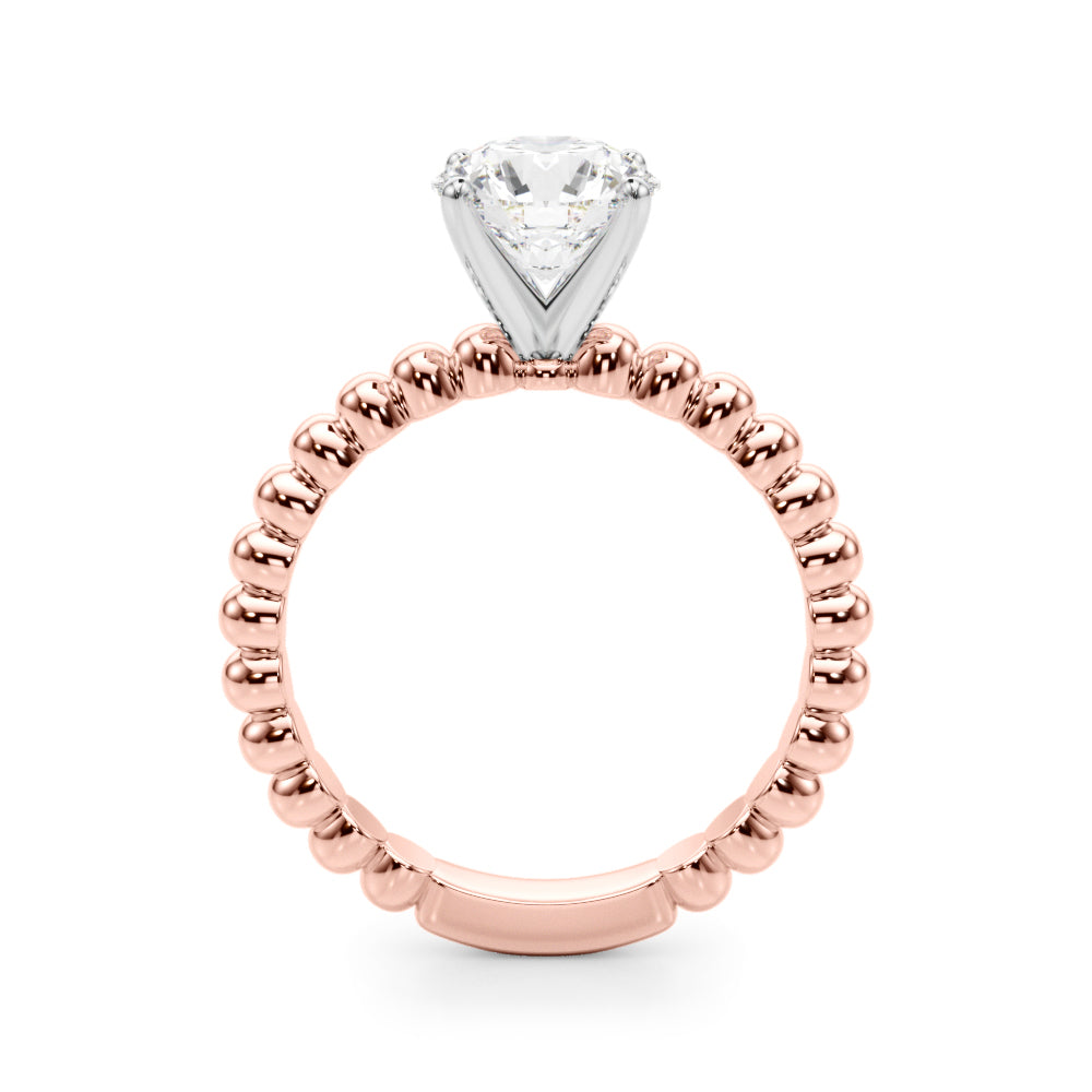 Classic Bead Engagement Ring Round Diamond Engagement Ring — 9K/18K Gold & Platinum