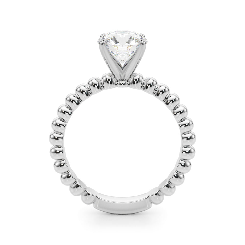 Classic Bead Engagement Ring Round Diamond Engagement Ring — 9K/18K Gold & Platinum