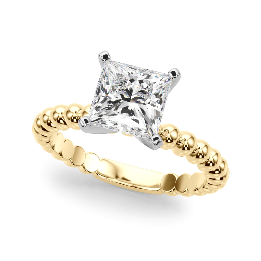 Classic Bead Engagement Ring Round Diamond Engagement Ring — 9K/18K Gold & Platinum