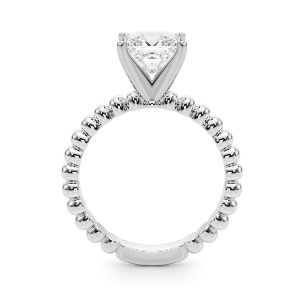 Classic Bead Engagement Ring Round Diamond Engagement Ring — 9K/18K Gold & Platinum