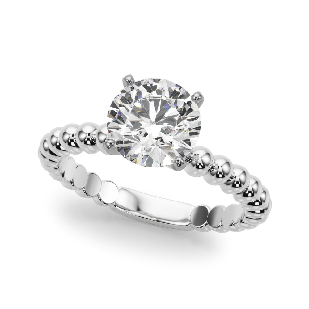 Classic Bead Engagement Ring Round Diamond Engagement Ring — 9K/18K Gold & Platinum