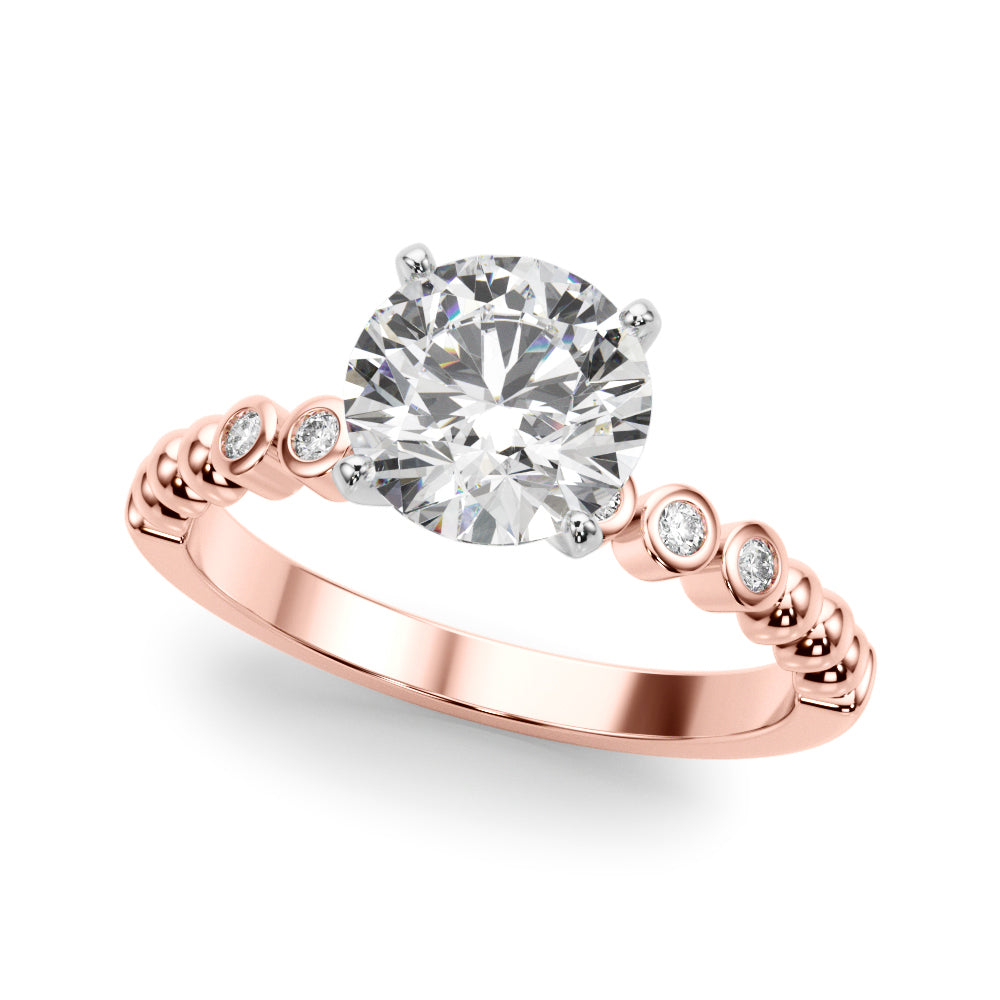 Timeless Beaded Bezel Set Engagement Ring Round Diamond Engagement Ring — 9K/18K Gold & Platinum