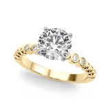 Timeless Beaded Bezel Set Engagement Ring Round Diamond Engagement Ring — 9K/18K Gold & Platinum