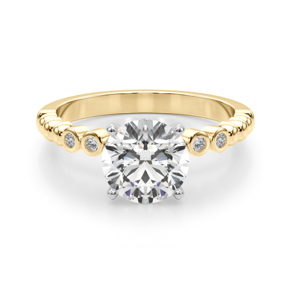 Timeless Beaded Bezel Set Engagement Ring Round Diamond Engagement Ring — 9K/18K Gold & Platinum