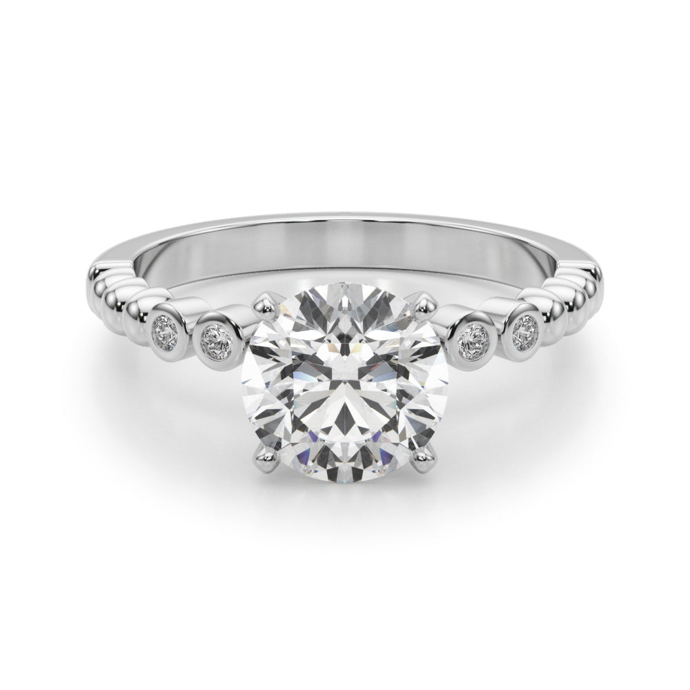 Timeless Beaded Bezel Set Engagement Ring Round Diamond Engagement Ring — 9K/18K Gold & Platinum