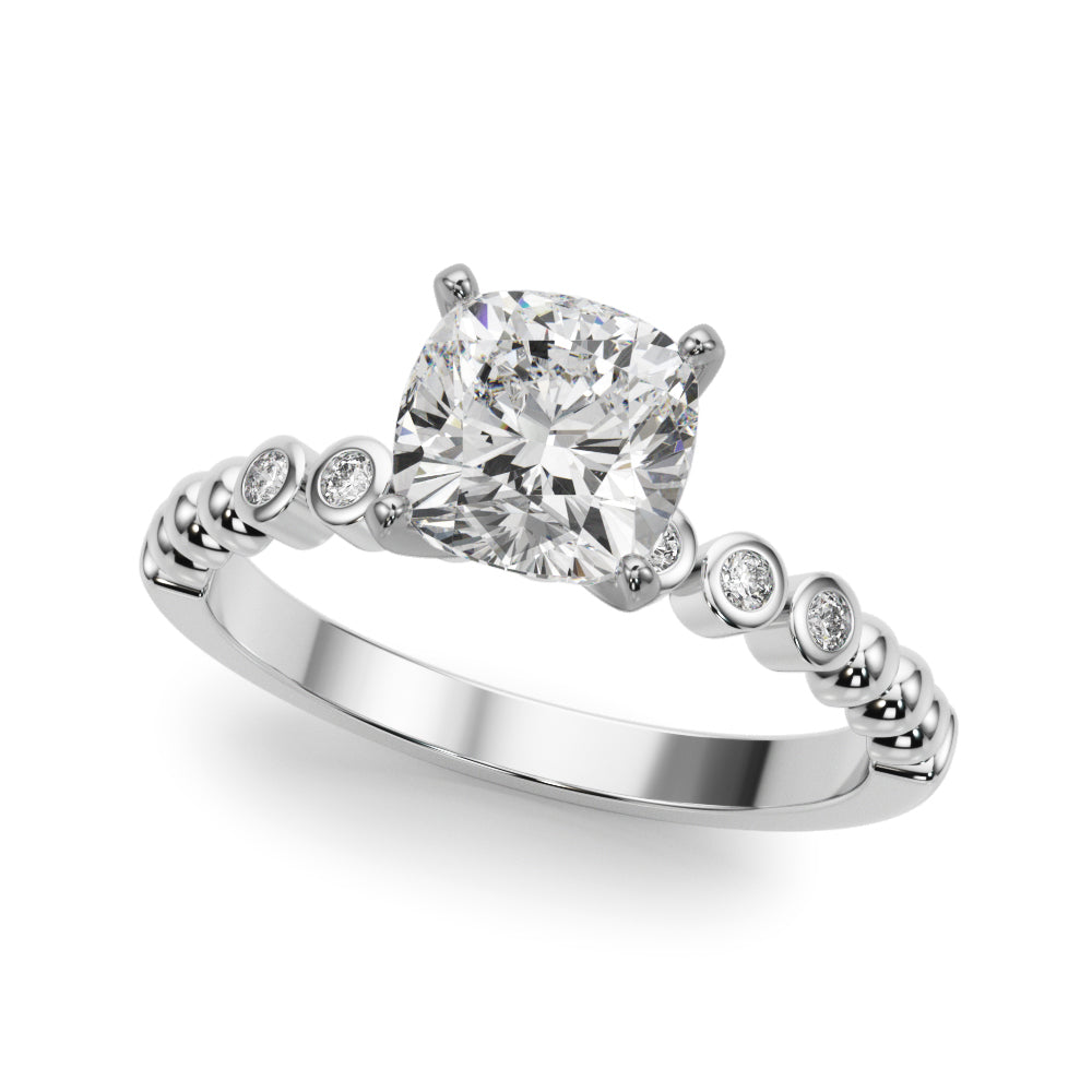 Timeless Beaded Bezel Set Engagement Ring Round Diamond Engagement Ring — 9K/18K Gold & Platinum