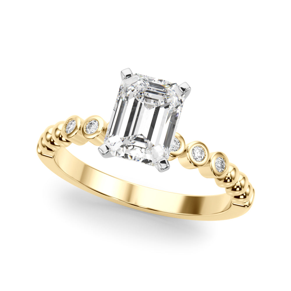Timeless Beaded Bezel Set Engagement Ring Round Diamond Engagement Ring — 9K/18K Gold & Platinum
