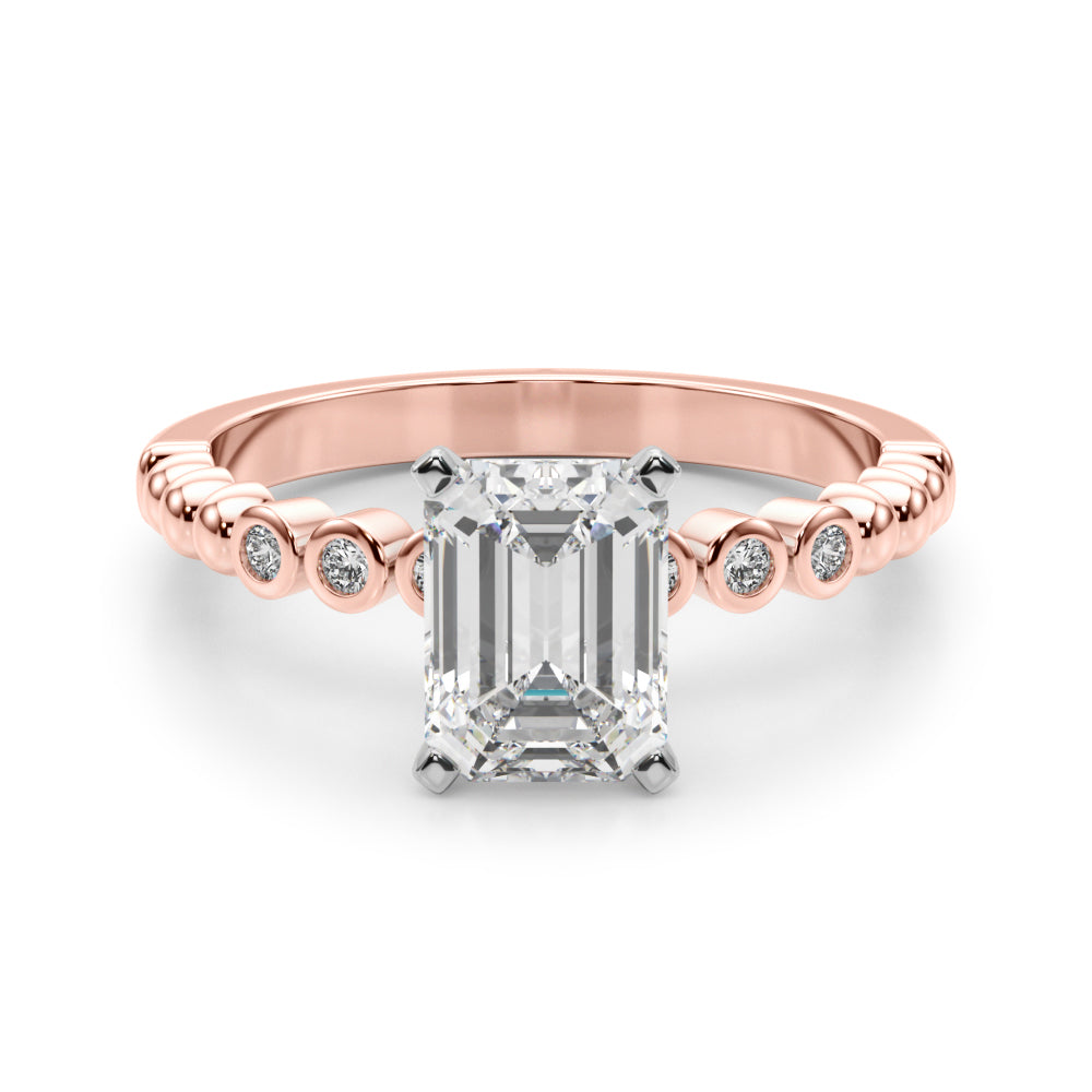 Timeless Beaded Bezel Set Engagement Ring Round Diamond Engagement Ring — 9K/18K Gold & Platinum