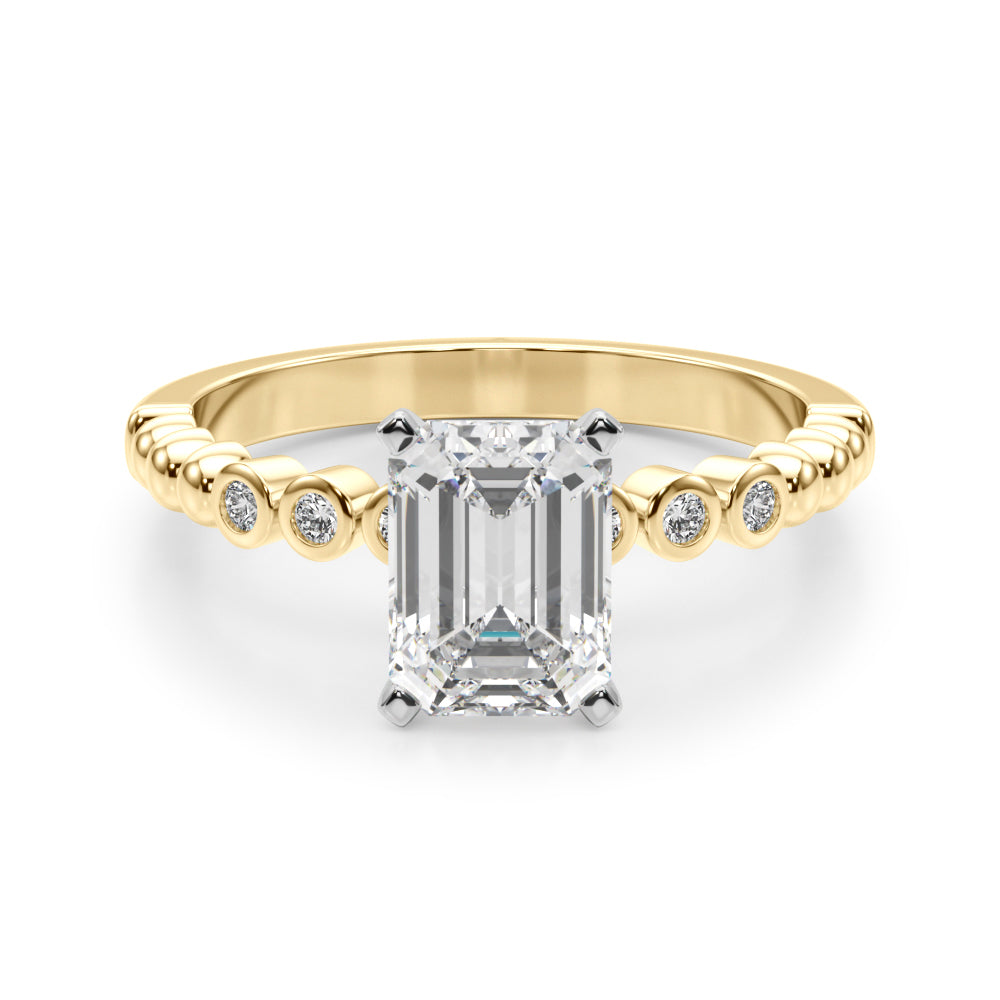 Timeless Beaded Bezel Set Engagement Ring Round Diamond Engagement Ring — 9K/18K Gold & Platinum