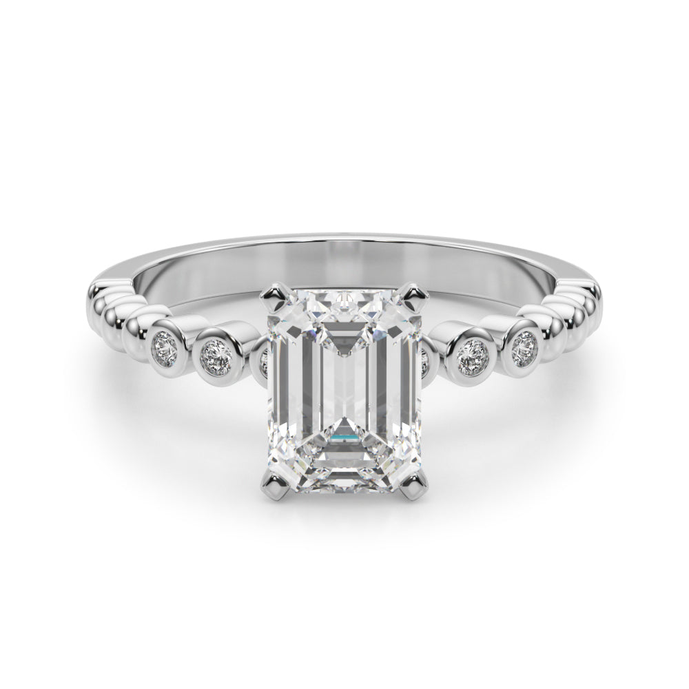 Timeless Beaded Bezel Set Engagement Ring Round Diamond Engagement Ring — 9K/18K Gold & Platinum
