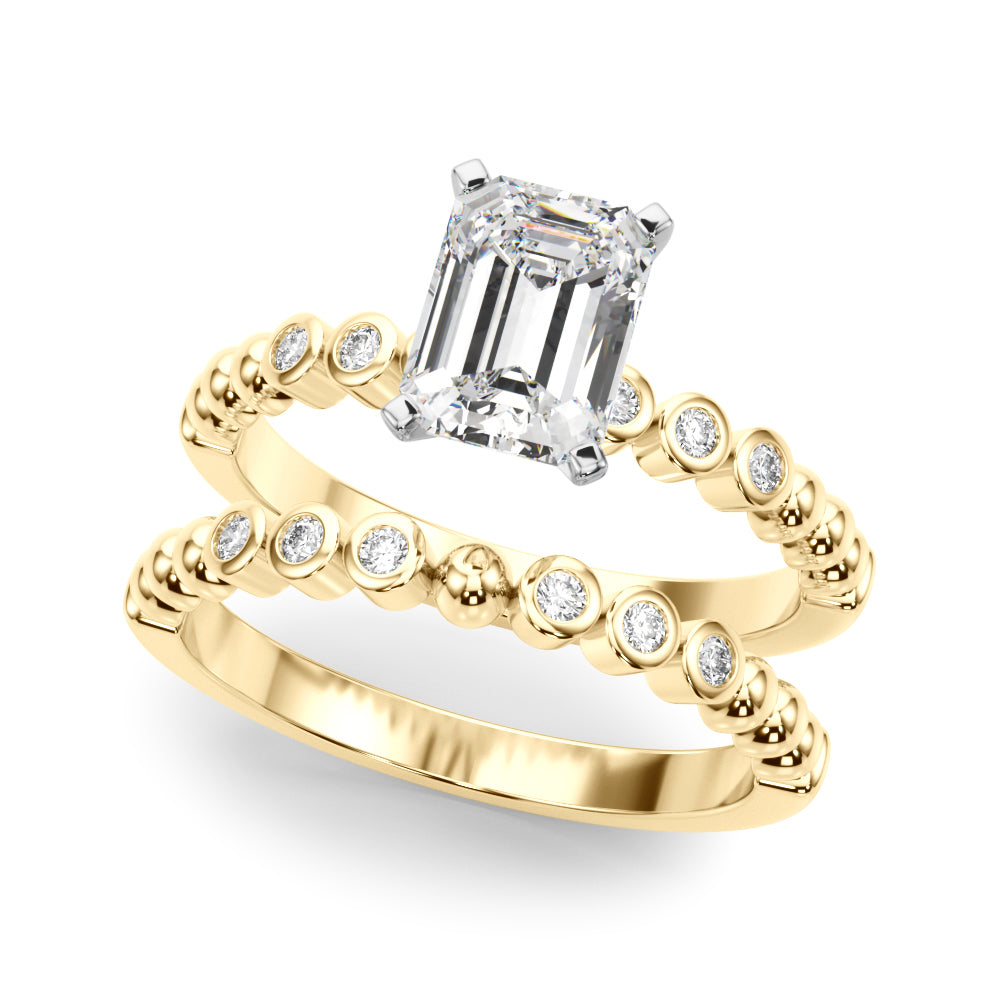 Timeless Beaded Bezel Set Engagement Ring Round Diamond Engagement Ring — 9K/18K Gold & Platinum