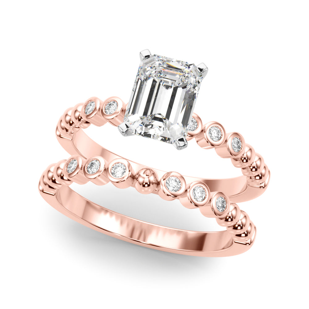 Timeless Beaded Bezel Set Engagement Ring Round Diamond Engagement Ring — 9K/18K Gold & Platinum