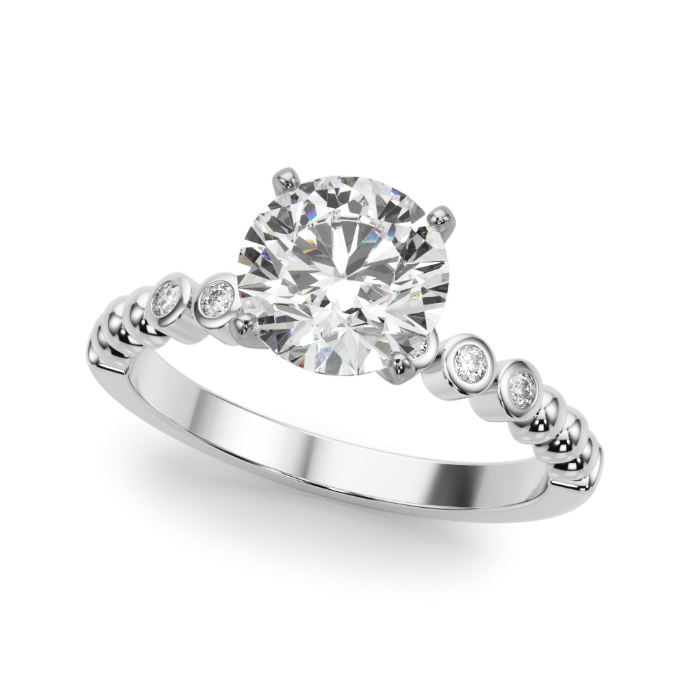 Timeless Beaded Bezel Set Engagement Ring Round Diamond Engagement Ring — 9K/18K Gold & Platinum
