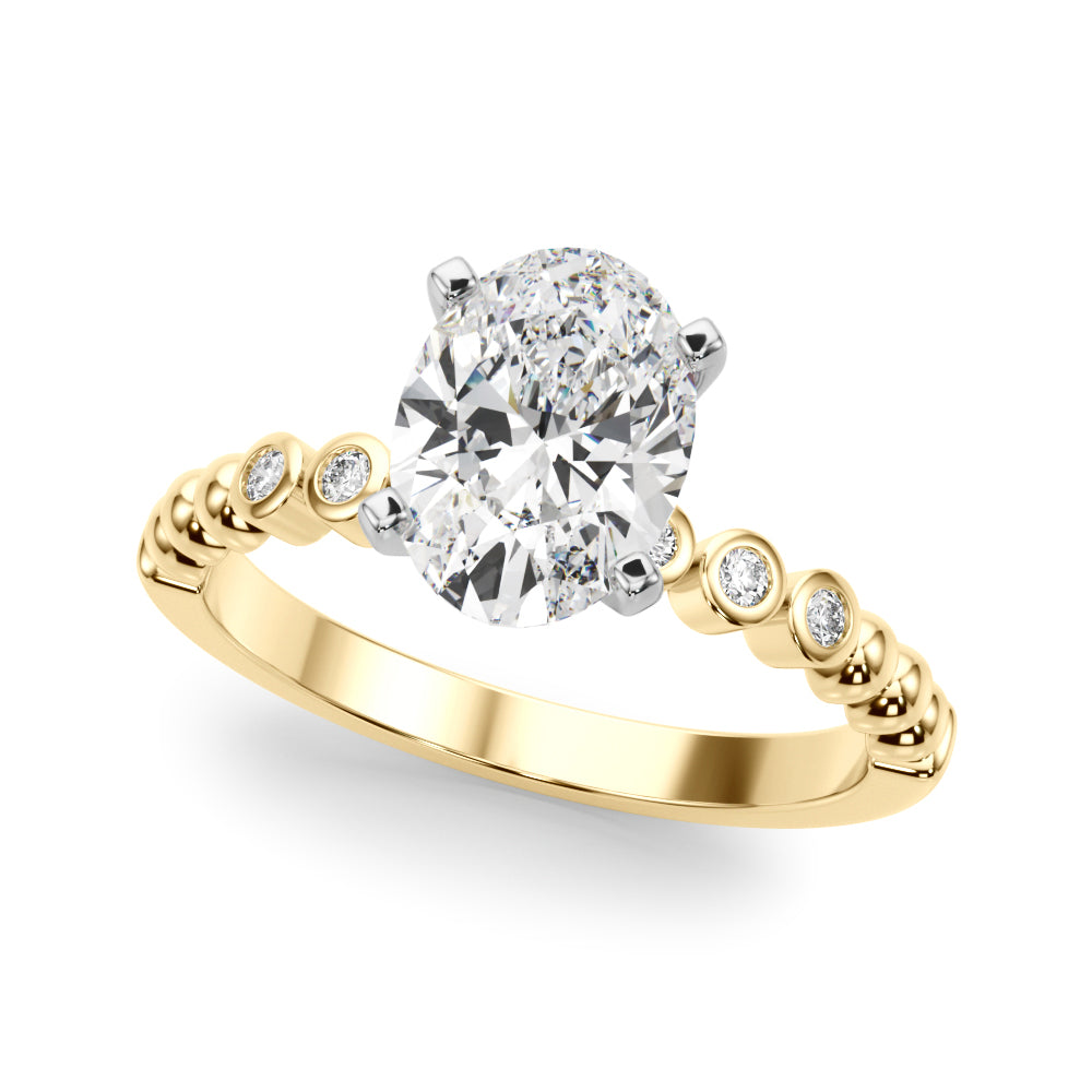 Timeless Beaded Bezel Set Engagement Ring Round Diamond Engagement Ring — 9K/18K Gold & Platinum