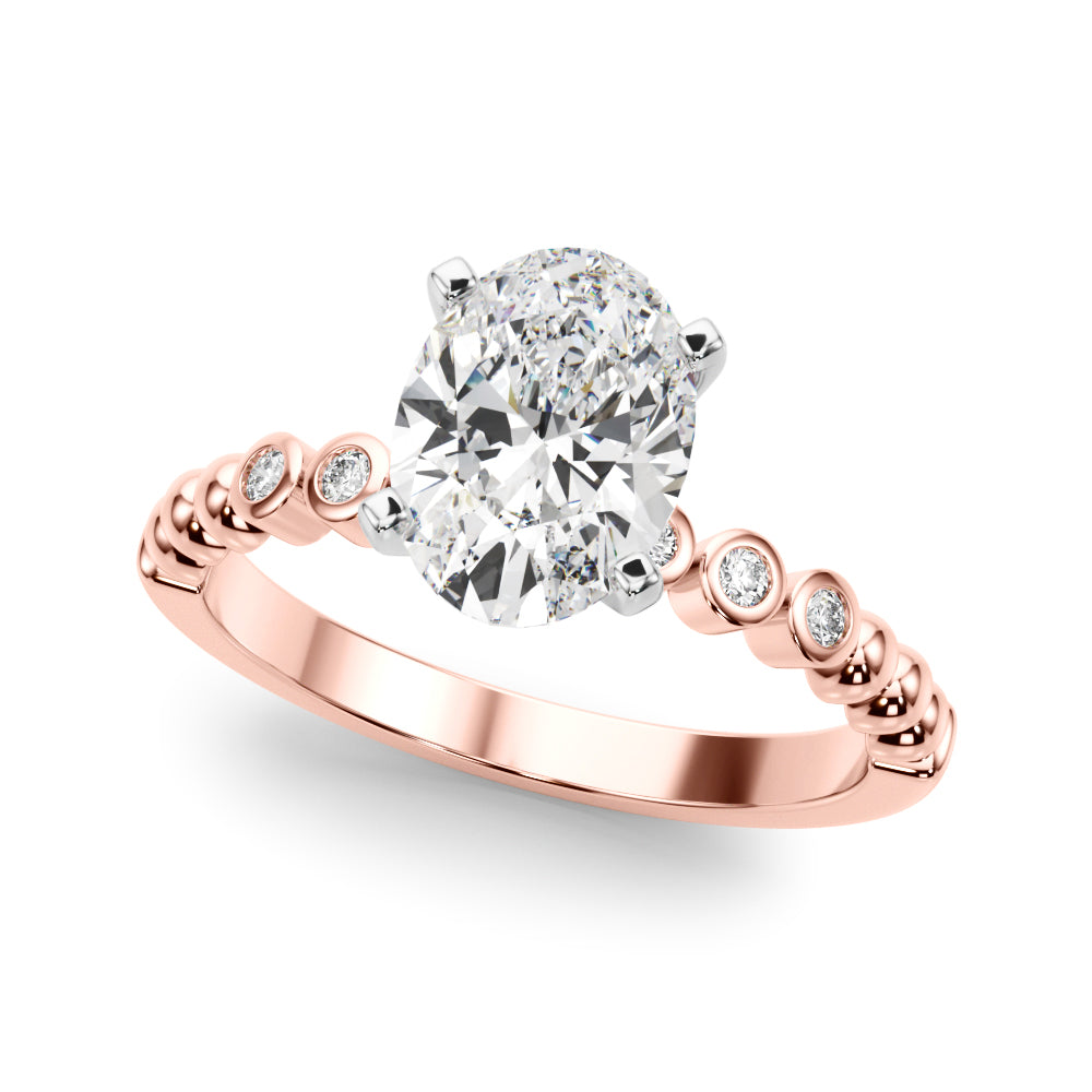 Timeless Beaded Bezel Set Engagement Ring Round Diamond Engagement Ring — 9K/18K Gold & Platinum