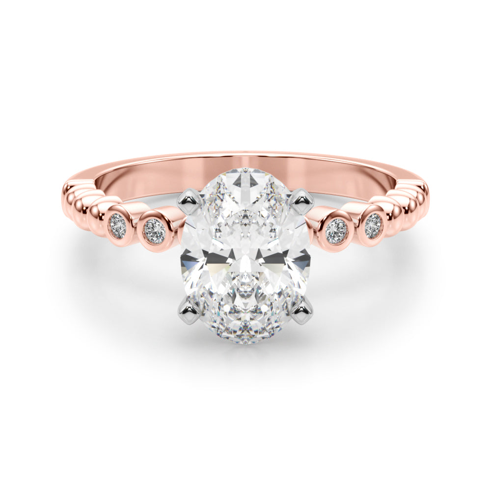Timeless Beaded Bezel Set Engagement Ring Round Diamond Engagement Ring — 9K/18K Gold & Platinum