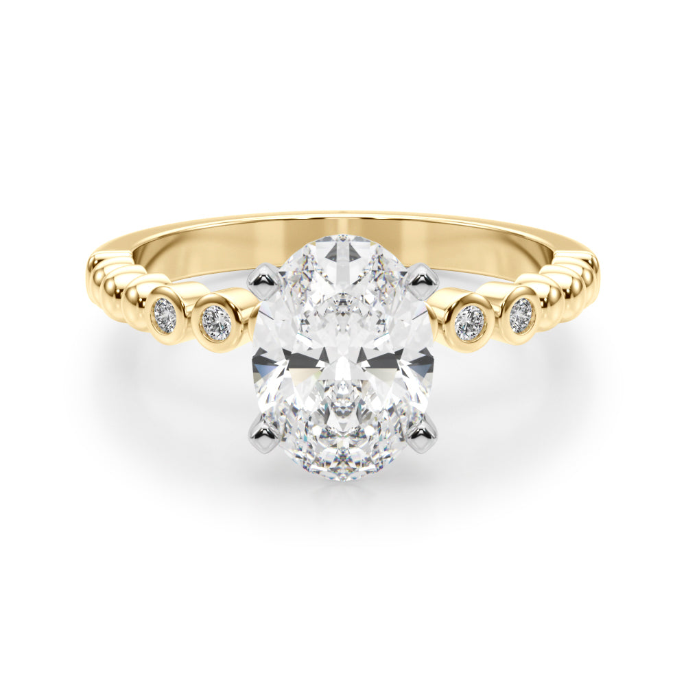 Timeless Beaded Bezel Set Engagement Ring Round Diamond Engagement Ring — 9K/18K Gold & Platinum
