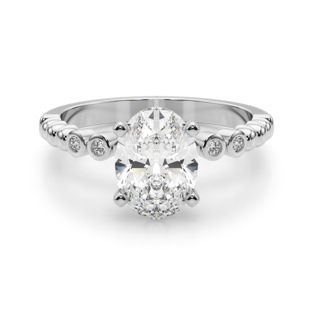Timeless Beaded Bezel Set Engagement Ring Round Diamond Engagement Ring — 9K/18K Gold & Platinum