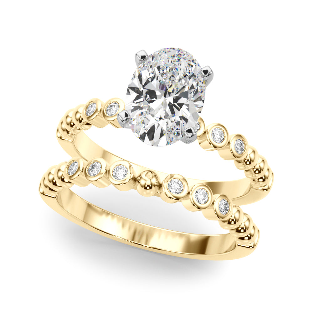 Timeless Beaded Bezel Set Engagement Ring Round Diamond Engagement Ring — 9K/18K Gold & Platinum
